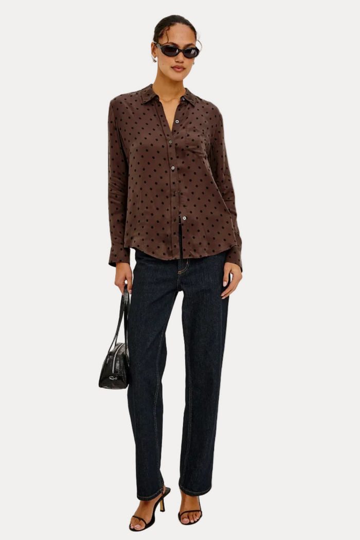 Alyssa Shirt - Chocolate Polka Dot