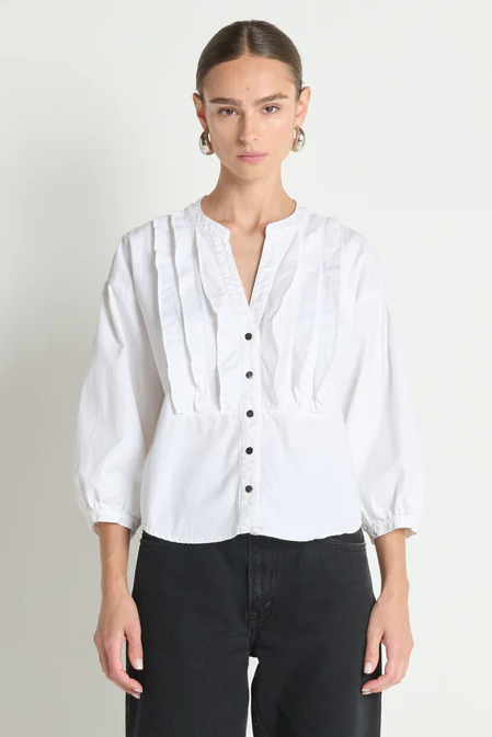 Amelia Ruffle Shirt - Porcelain