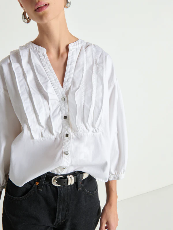 Amelia Ruffle Shirt - Porcelain