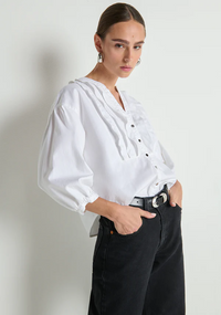 Amelia Ruffle Shirt - Porcelain