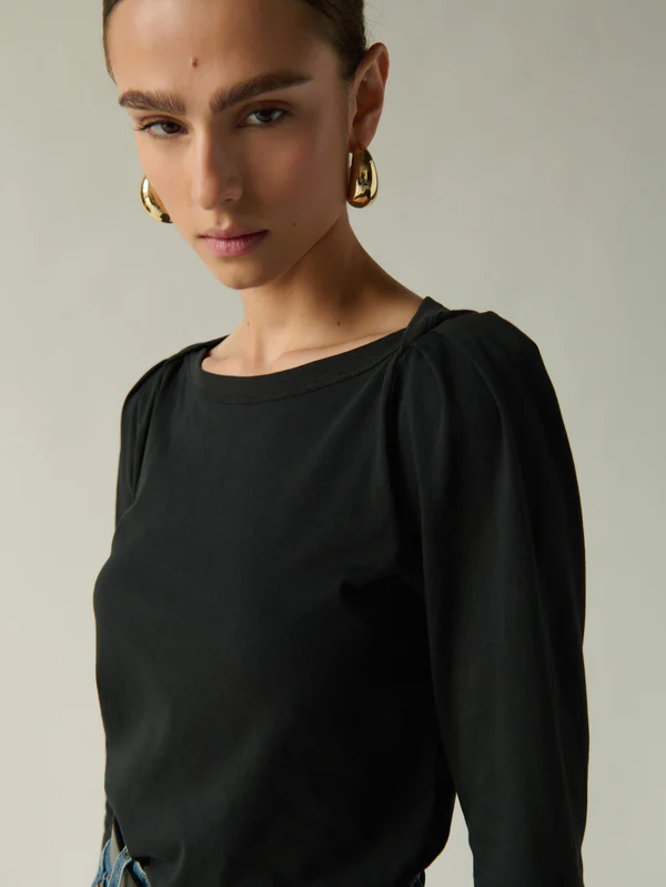 Amelie Envelope Neck Top - Jet Black