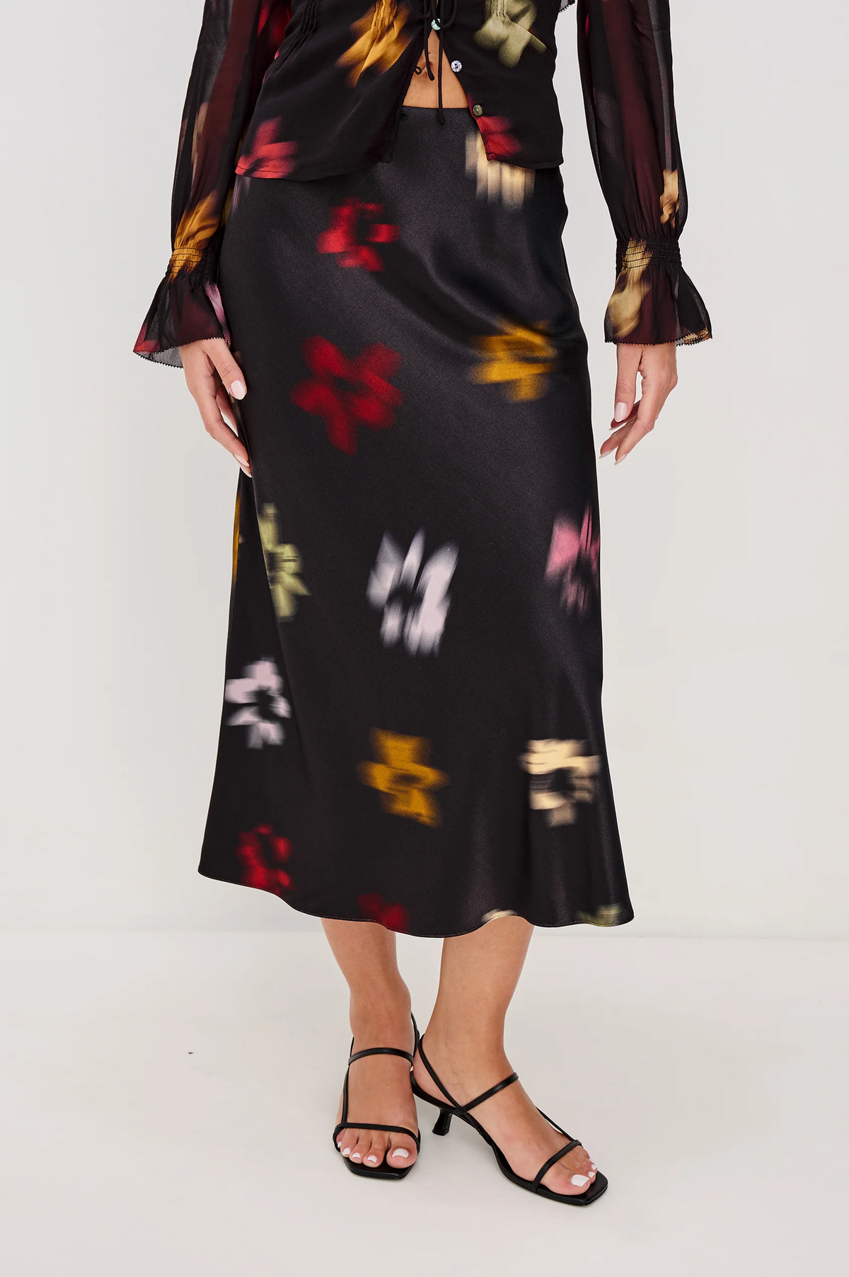 Anya Skirt - Onyx Blurred Floral