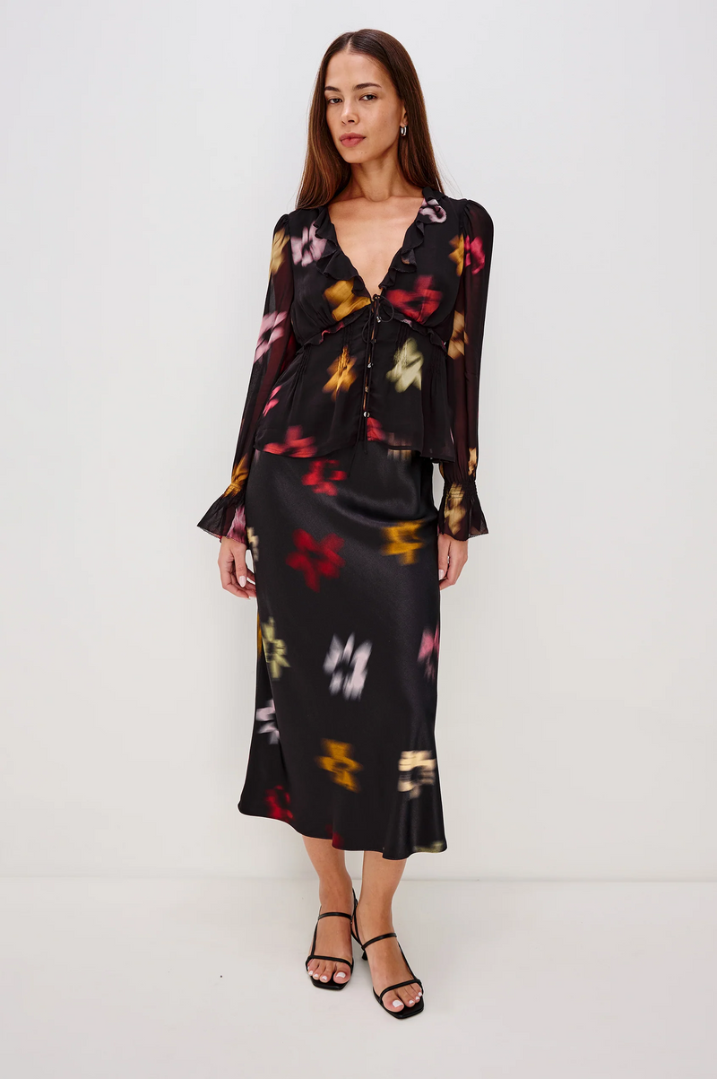 Anya Skirt - Onyx Blurred Floral