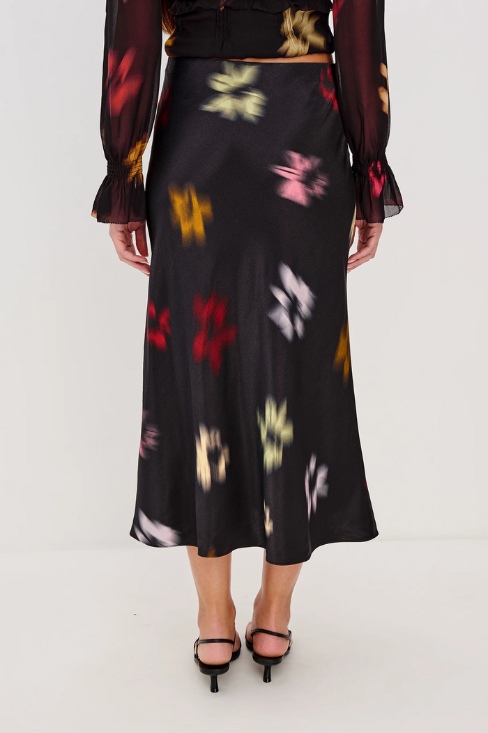 Anya Skirt - Onyx Blurred Floral