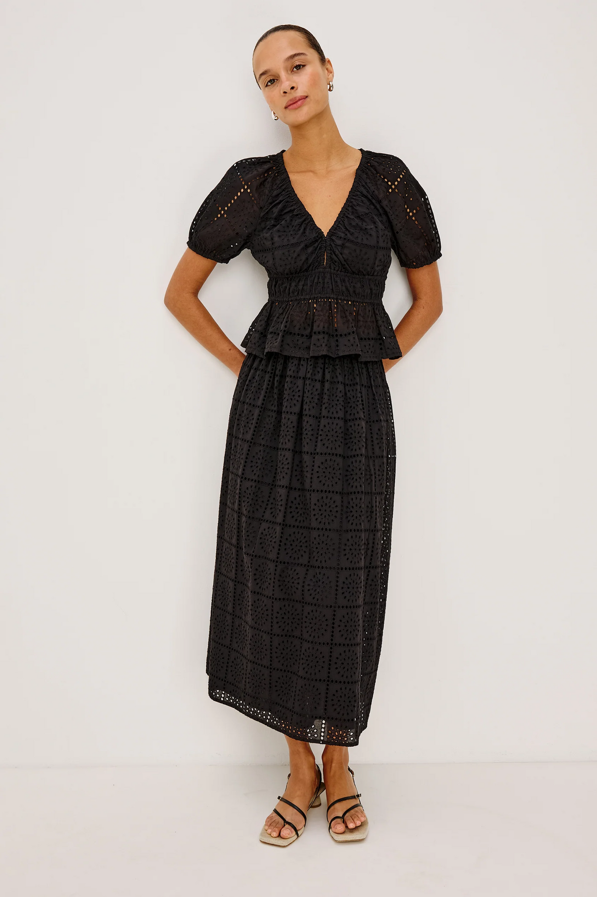 Argenta Top - Black Grid Embroidery