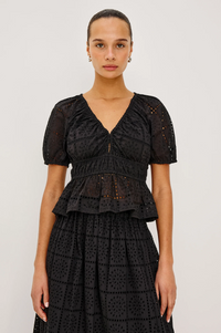 Argenta Top - Black Grid Embroidery
