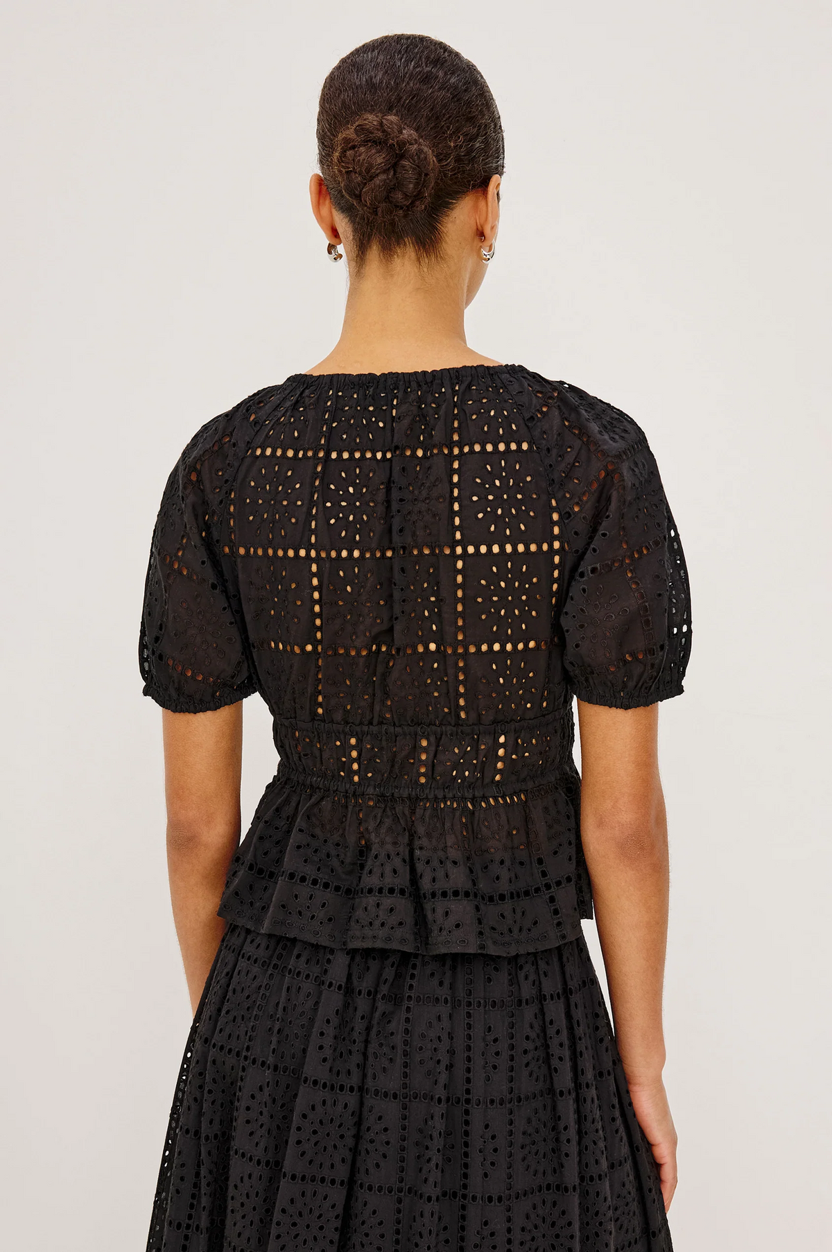 Argenta Top - Black Grid Embroidery