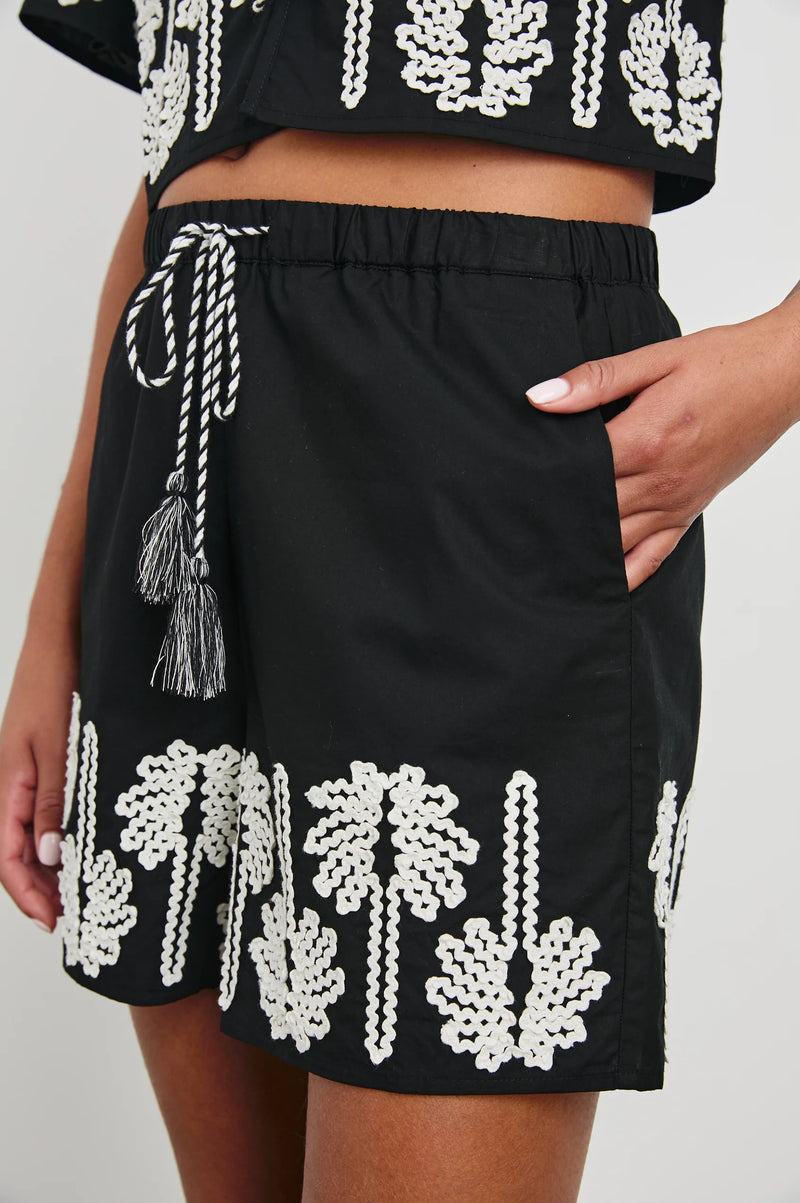 Armanda Short- Black Ivory Palm Trees