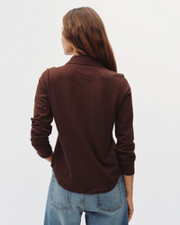 Button Down Knit Top - Dark Chestnut