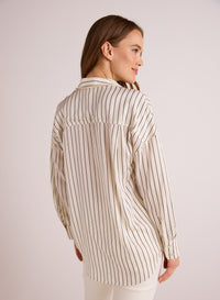 Oversized Button Down - Ivory Lurex Stripe