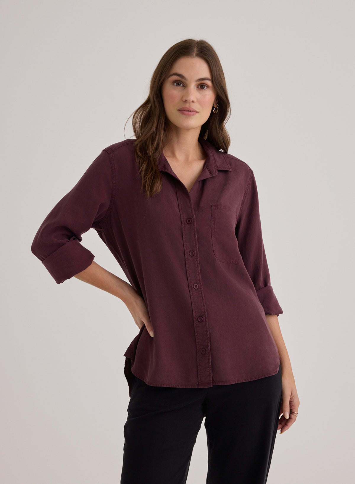 Shirt Tail Button Down - Pinot Noir