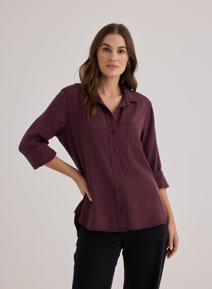 Shirt Tail Button Down - Pinot Noir