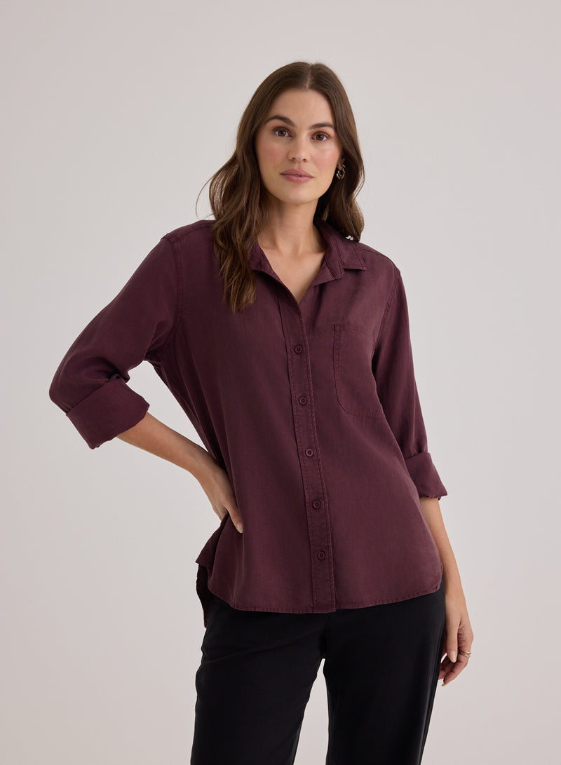 Shirt Tail Button Down - Pinot Noir