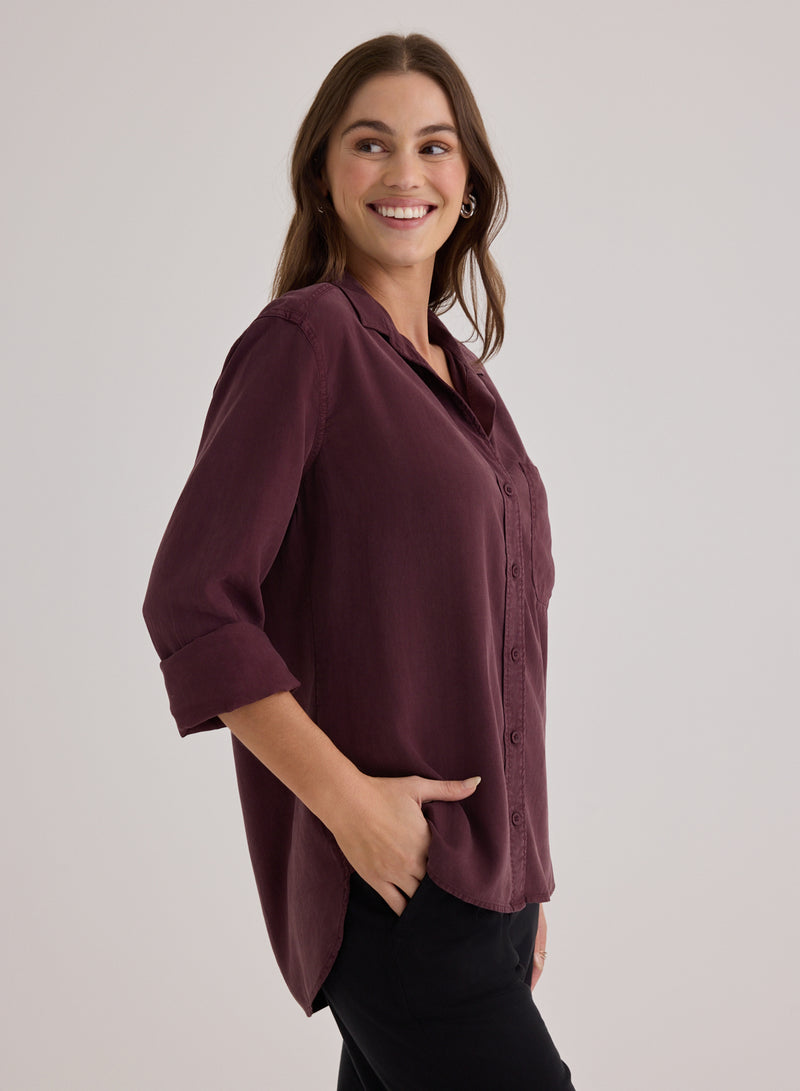 Shirt Tail Button Down - Pinot Noir