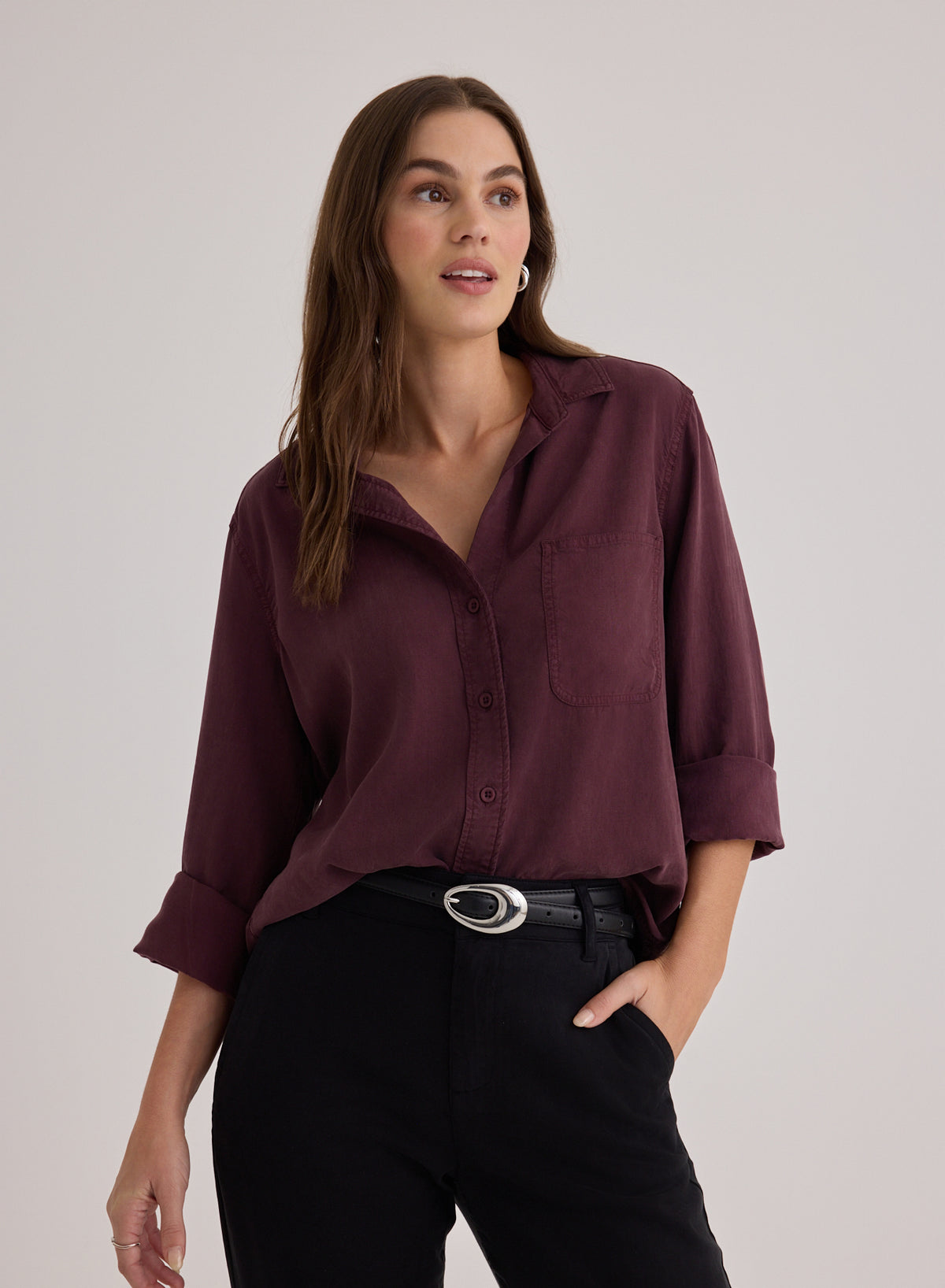 Shirt Tail Button Down - Pinot Noir