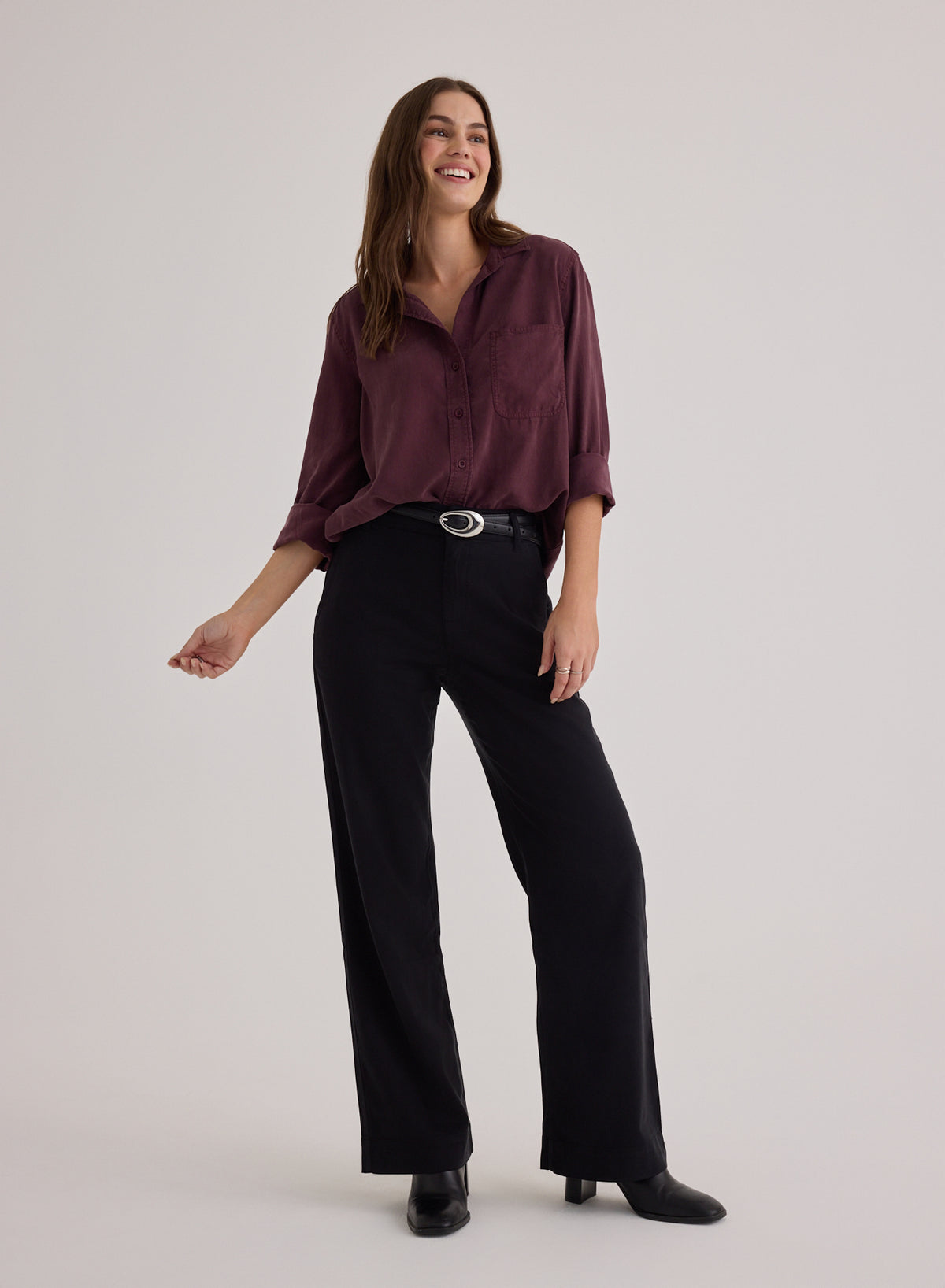 Shirt Tail Button Down - Pinot Noir