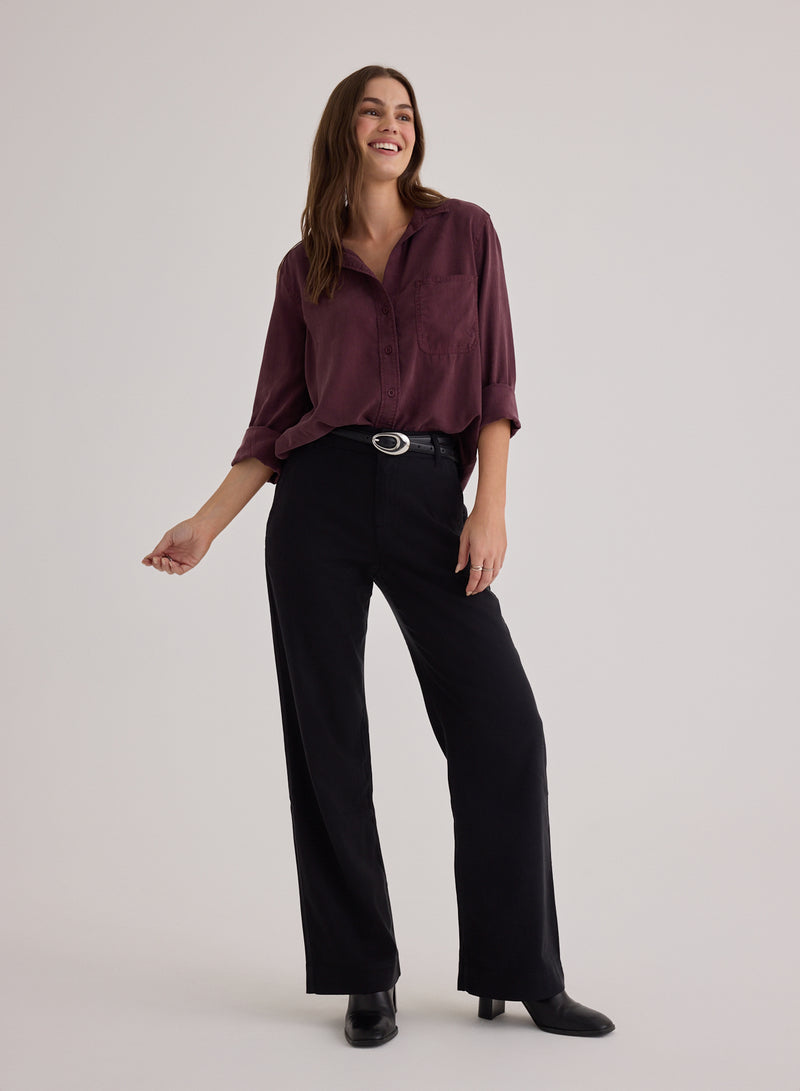 Shirt Tail Button Down - Pinot Noir