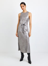 Tank Slip Dress - Distressed Silver Foil