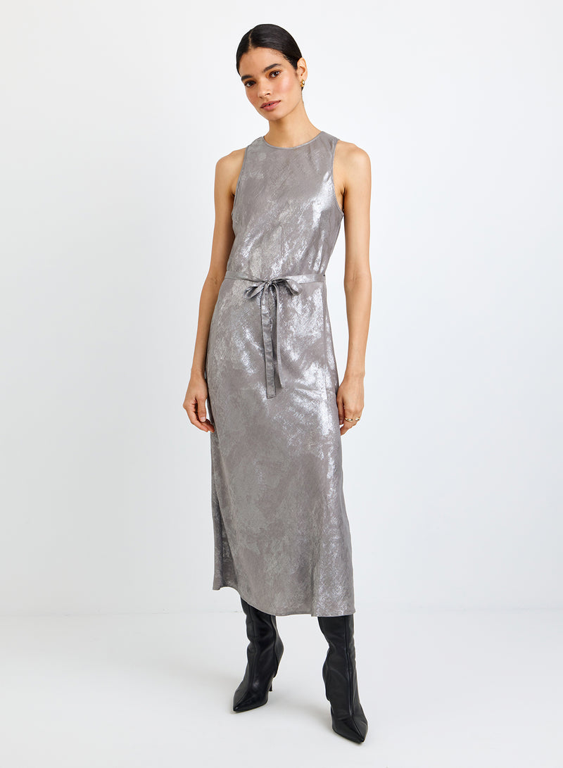 Tank Slip Dress - Distressed Silver Foil