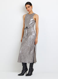 Tank Slip Dress - Distressed Silver Foil