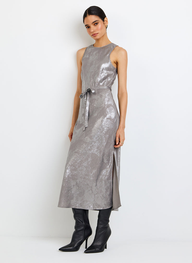 Tank Slip Dress - Distressed Silver Foil