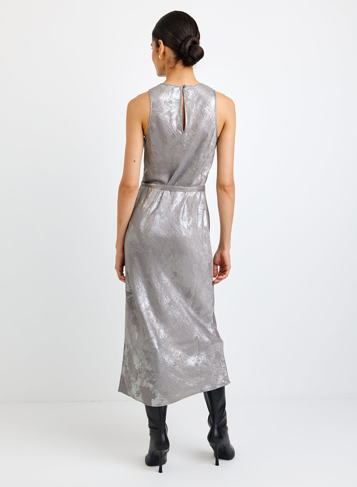 Tank Slip Dress - Distressed Silver Foil