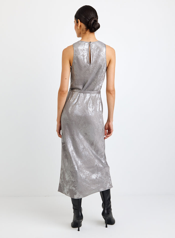 Tank Slip Dress - Distressed Silver Foil