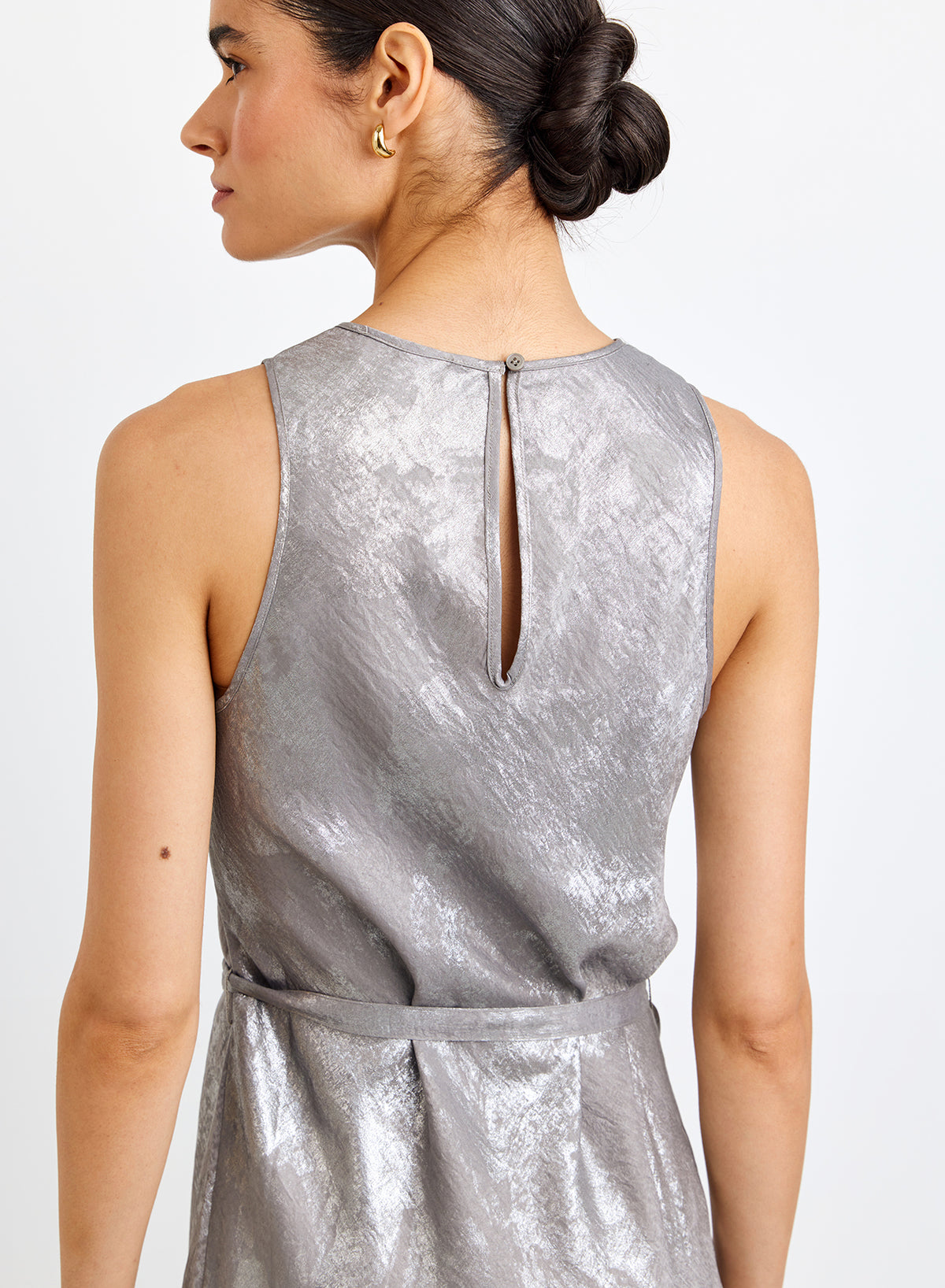 Tank Slip Dress - Distressed Silver Foil