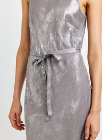 Tank Slip Dress - Distressed Silver Foil