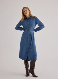 Western Yoke Midi Dress - Skyline Spray Wash