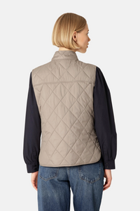 Quilted Short Vest - Greige