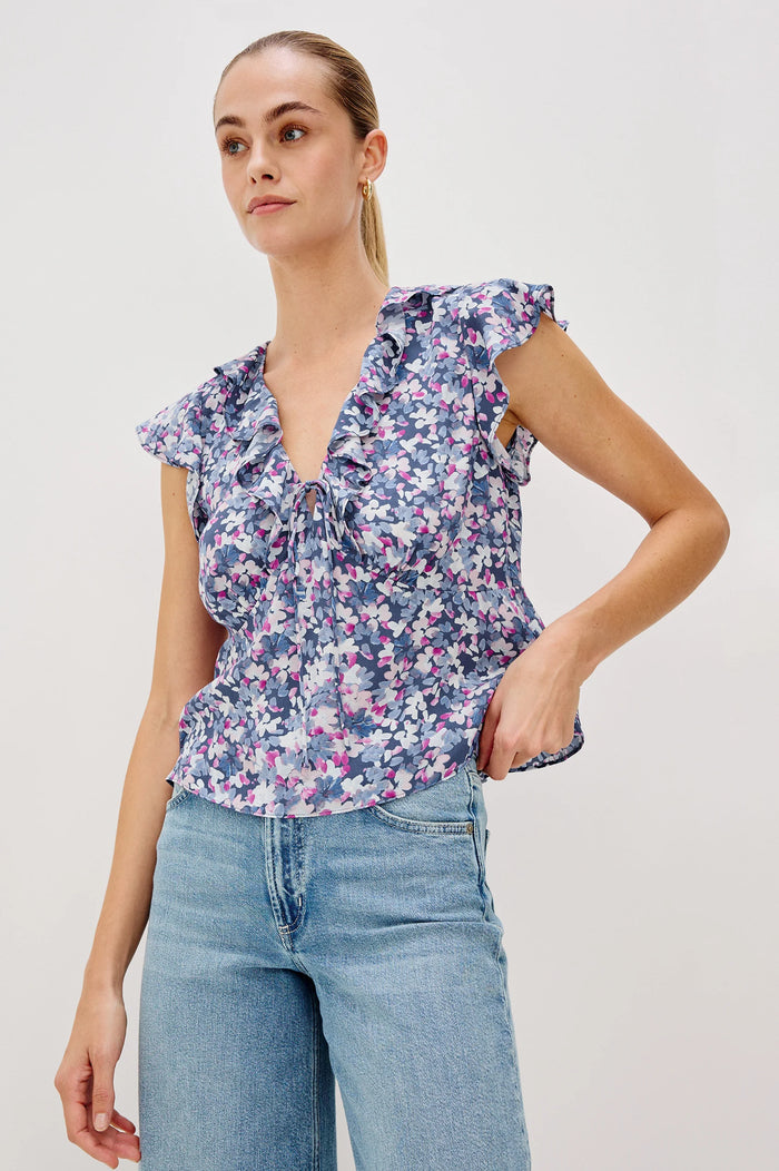 Carmine Top - Blue Blossom