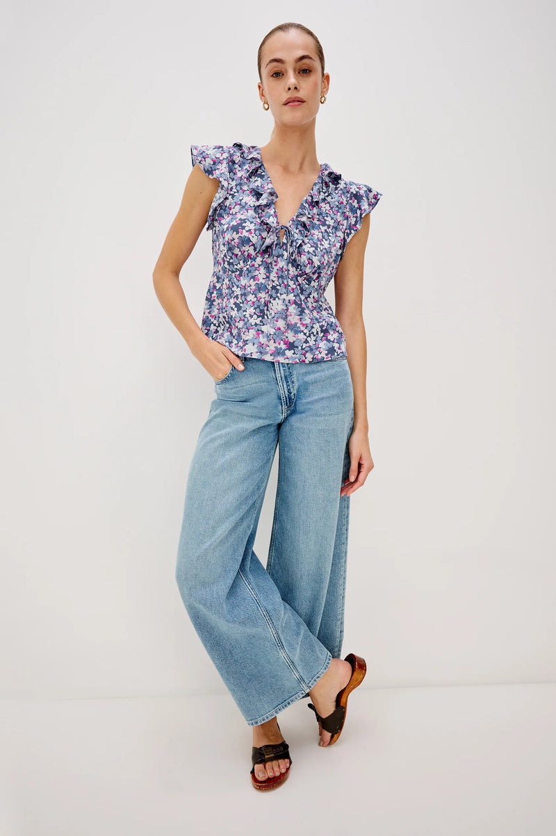 Carmine Top - Blue Blossom