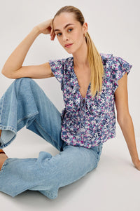 Carmine Top - Blue Blossom