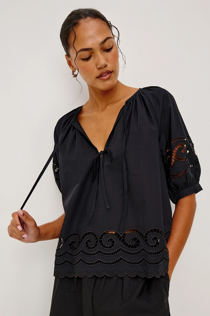 Catalene Top - Black Embroidery