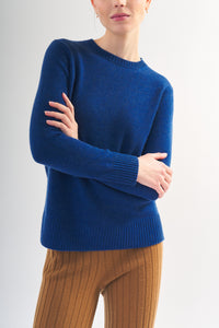Ribbed Cashmere Crew - Royal Blue