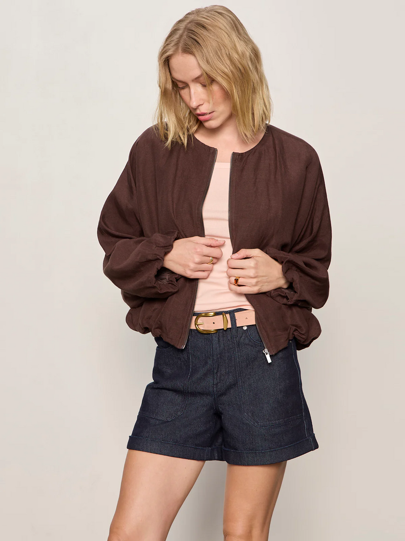 Linen Bubble Jacket - Rich Soil