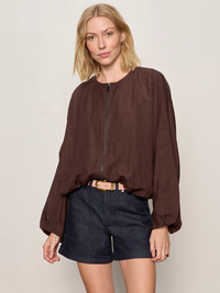 Linen Bubble Jacket - Rich Soil