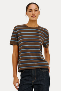 Cotton Cashmere T-Shirt - Mocha Stripe