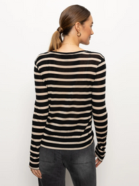 Femme Crew Stripe Tee - Oat/Black Stripe