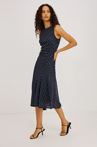 Daija Dress - Navy Polka Dots