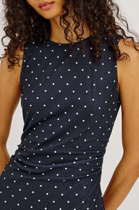 Daija Dress - Navy Polka Dots
