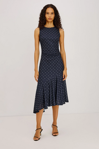 Daija Dress - Navy Polka Dots