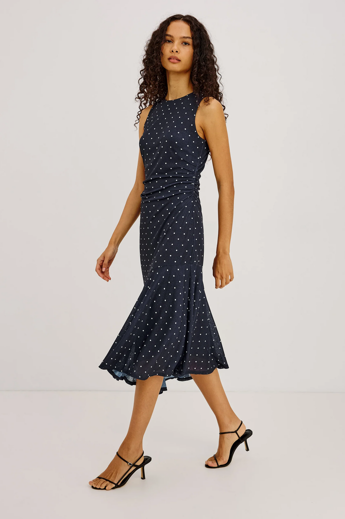 Daija Dress - Navy Polka Dots