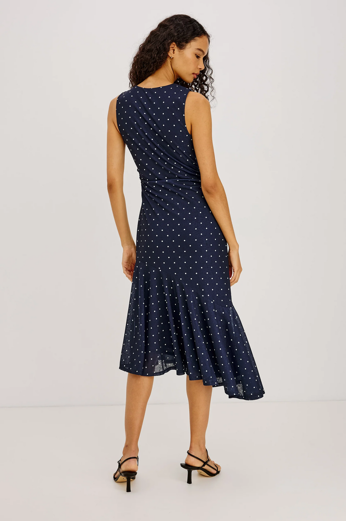 Daija Dress - Navy Polka Dots