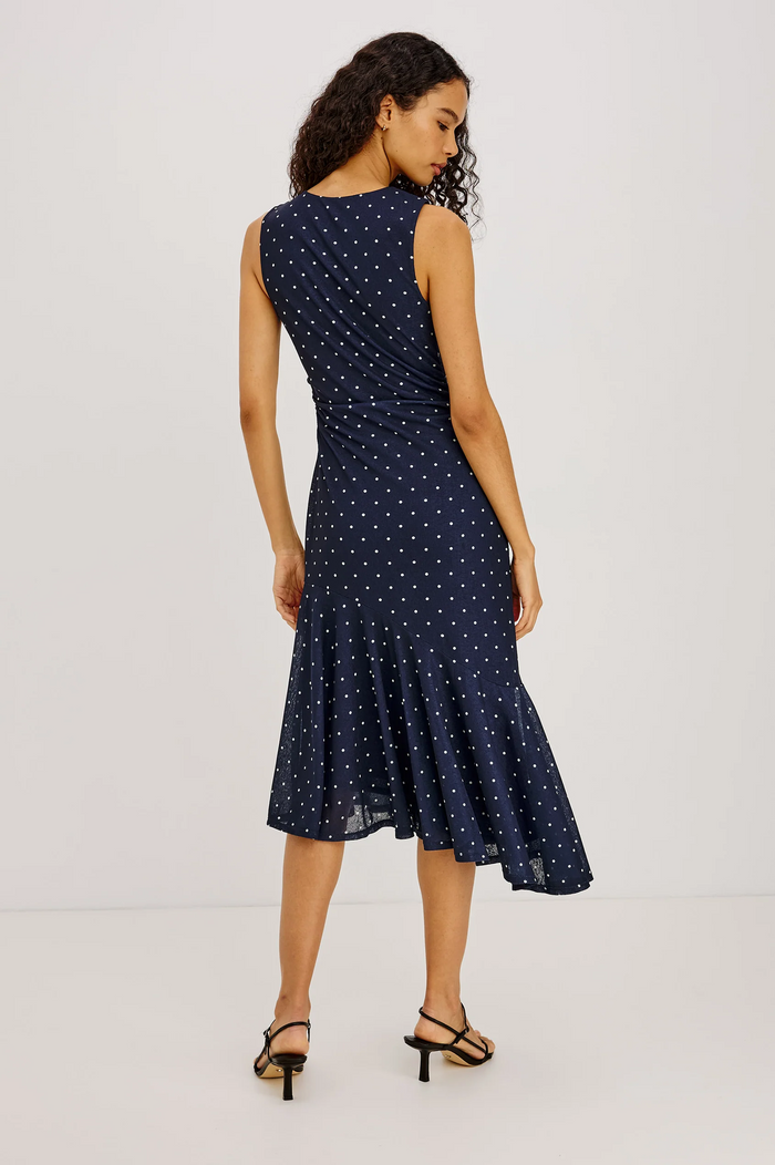 Daija Dress - Navy Polka Dots