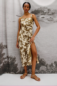 Damarias Dress - Olive Tropic