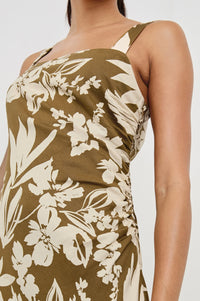 Damarias Dress - Olive Tropic
