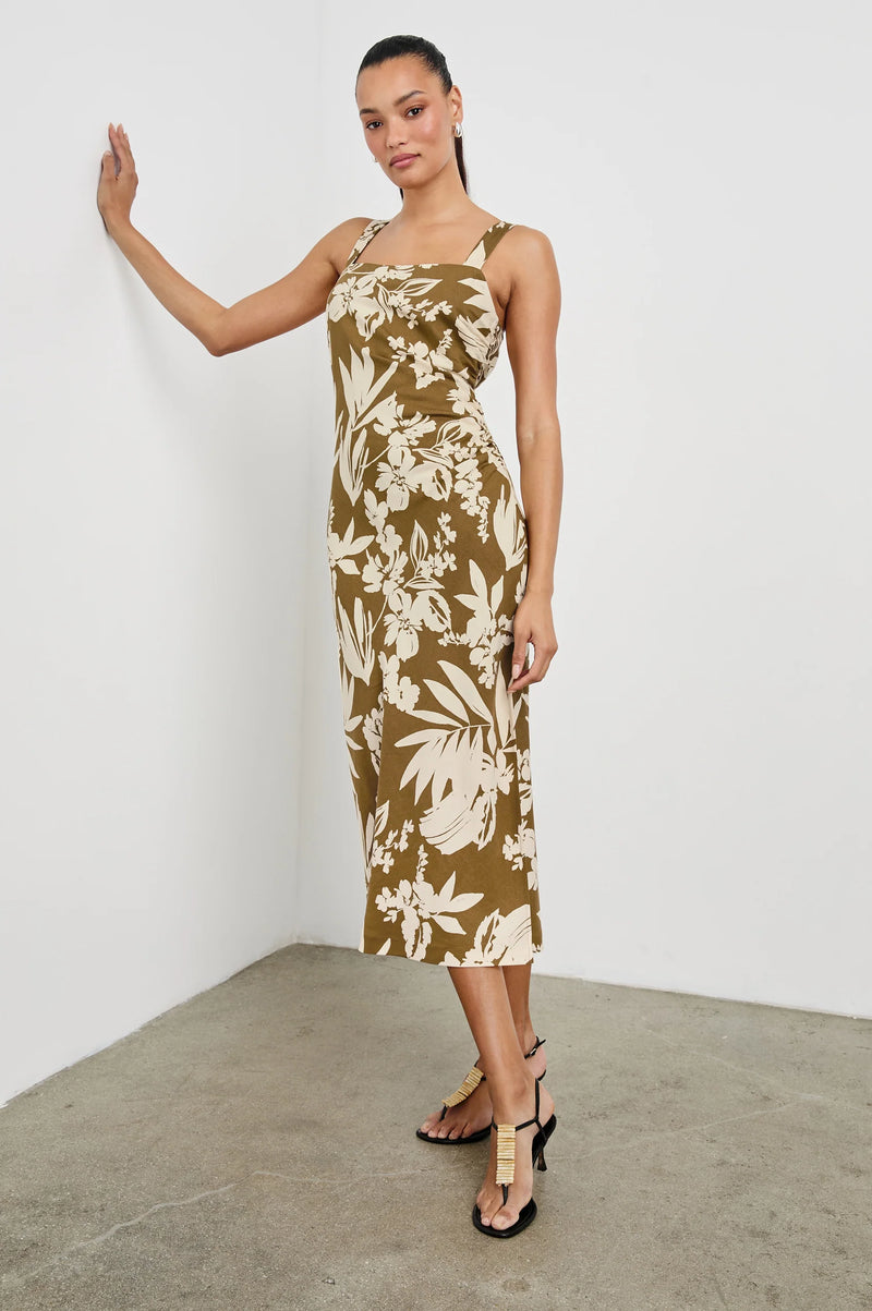 Damarias Dress - Olive Tropic