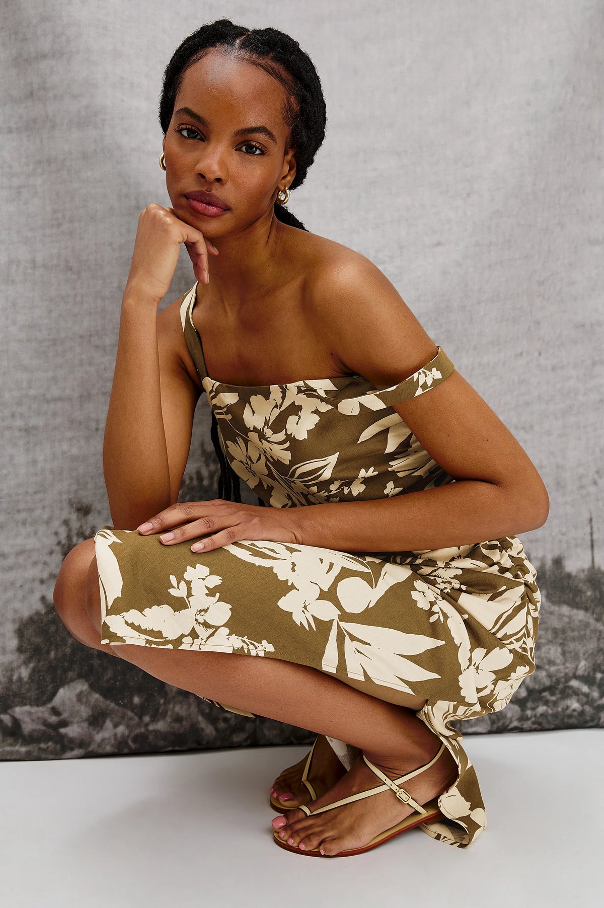 Damarias Dress - Olive Tropic
